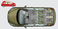 The Isofix mountings are three rings for each seat: