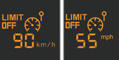 Switch the speed limiter off by pressing button 4 : the display confirms that
