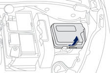 The fusebox is placed in the engine compartment near the battery (left-hand side).