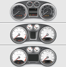 1. With the ignition on, the orange and red warning lamps come on.