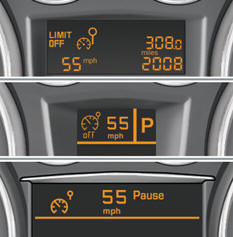 The cruise control or speed limiter mode appears in the instrument panel when
