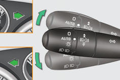 Left: lower the lighting stalk passing the point of resistance.