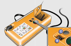 Adjust the pressure using the compressor (to inflate: switch B in position "I"