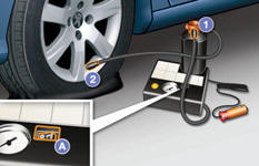 Connect the compressor's electric plug to the vehicle's 12 V socket.