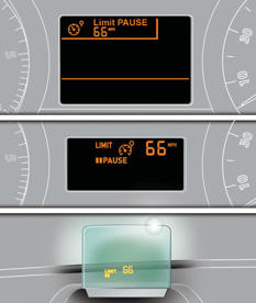 The cruise control or speed limiter mode appears in the instrument panel when
