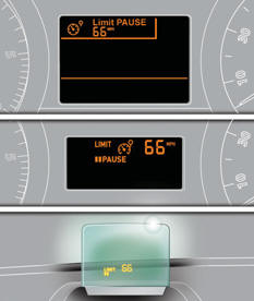The cruise control or speed limiter mode appears in the instrument panel when
