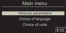 This menu allows you to activate or deactivate certain driving and comfort equipment