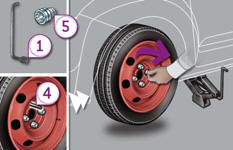 Put the wheel in place on the hub using the centring guide 4 .