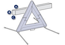 The dimensions of the triangle (once folded) or its storage box must be: