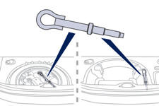 The towing eye is installed in the boot under the floor.