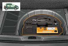 The kit is stowed in the boot under the floor. It is installed in the tool box,
