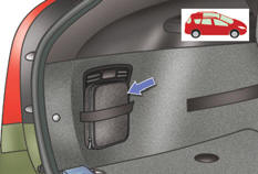 The kit is stowed in a bag, located on the left-hand side of the boot.
