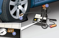 Connect the compressor's electric plug to the vehicle's 12 V socket.