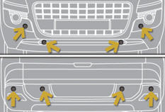 System consisting of four proximity sensors, installed in the front and/or rear