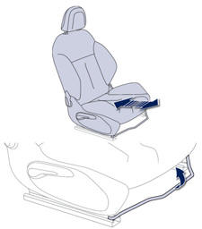 Raise the control and slide the seat forwards or backwards.